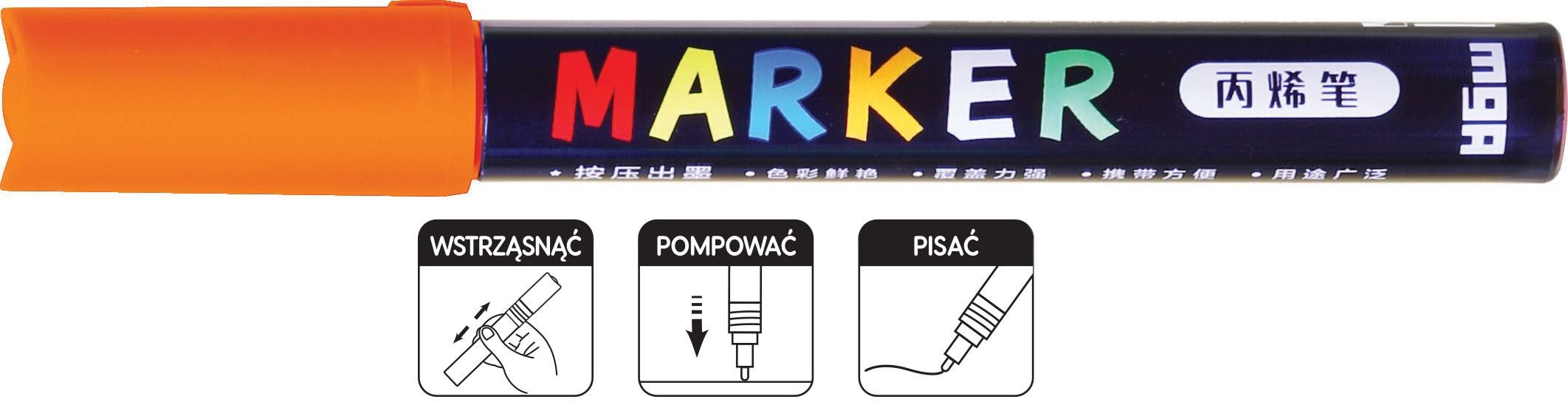 Marker akrylowy 1-2mm pomarańczowy MG APL300-4