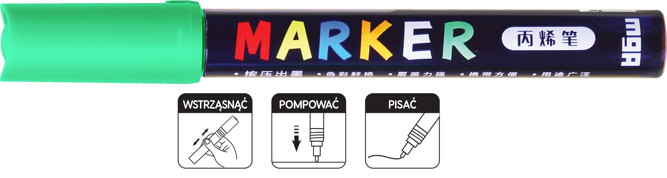 Marker akrylowy 1-2mm zielony neon MG APL050-501