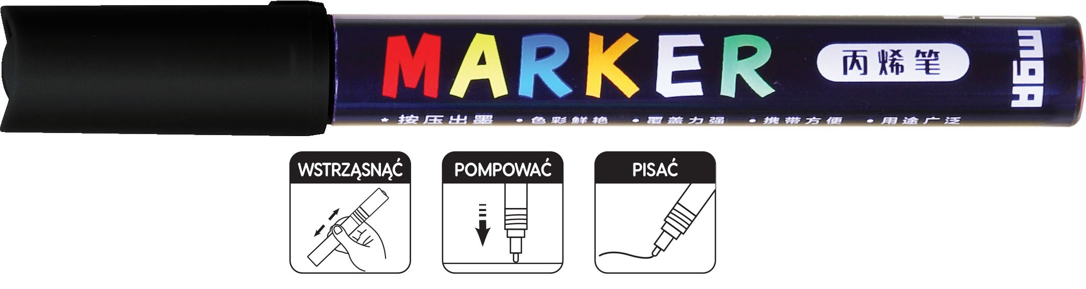 Marker akrylowy 1-2mm czarny MG APL900-9 GDD