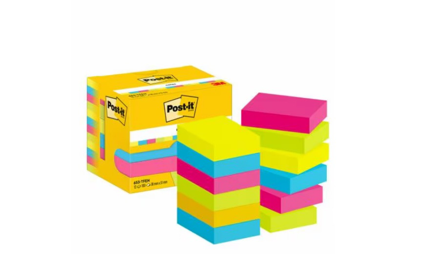 Karteczki samoprzylepne Post-it 653-TFEN Energetic 51X38mm 12 bloczków po 100 karteczek