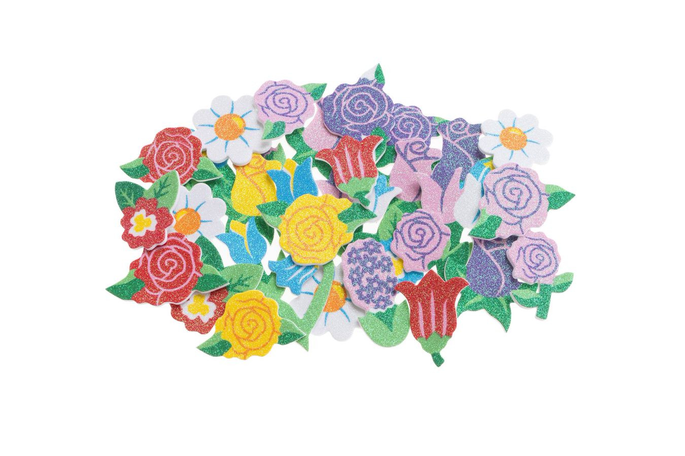 Naklejki z pianki PVC59 Kwiatki brokat Brewis