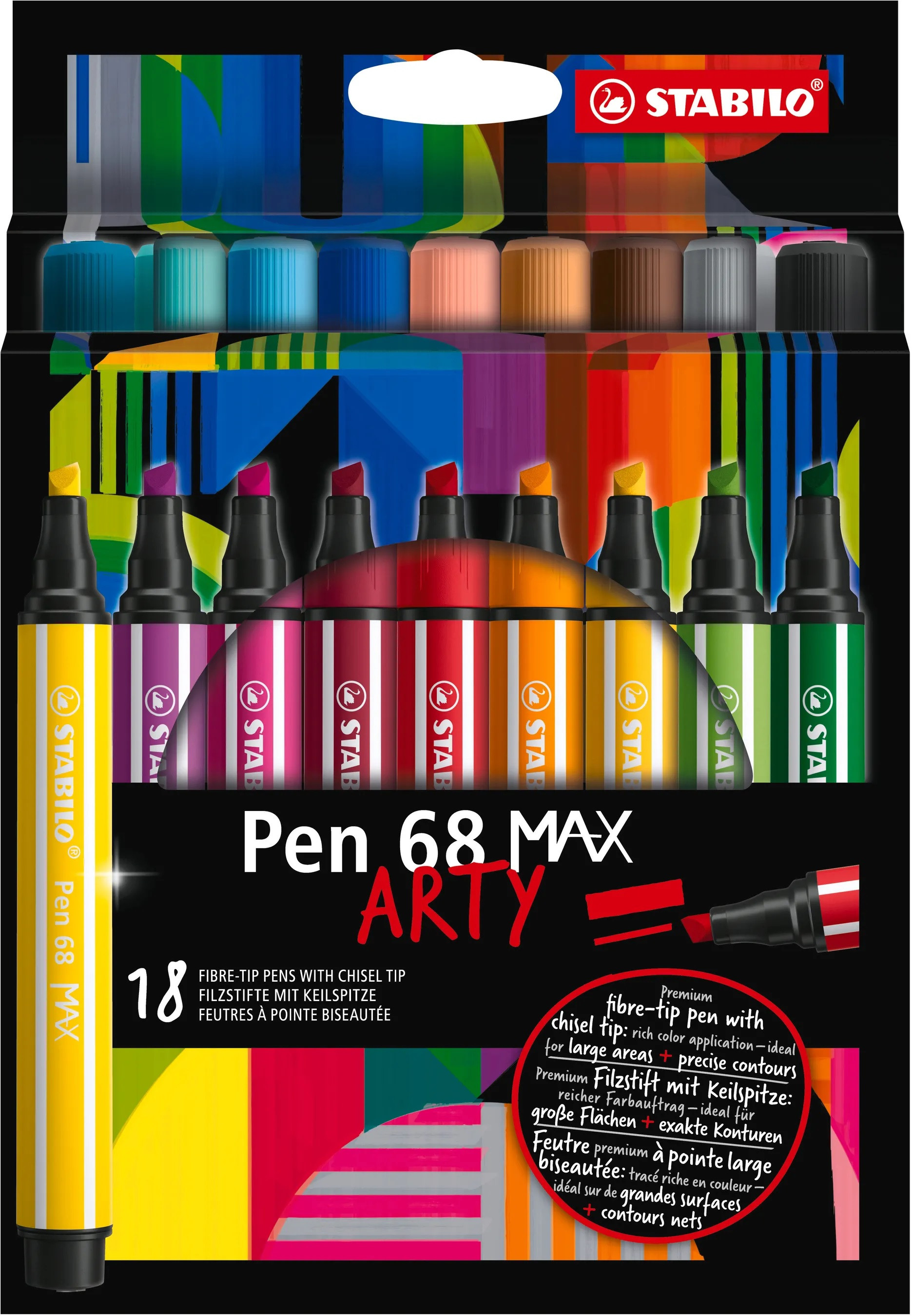 Pisaki Stabilo Pen 68 MAX etui kartonowe 18szt. Arty