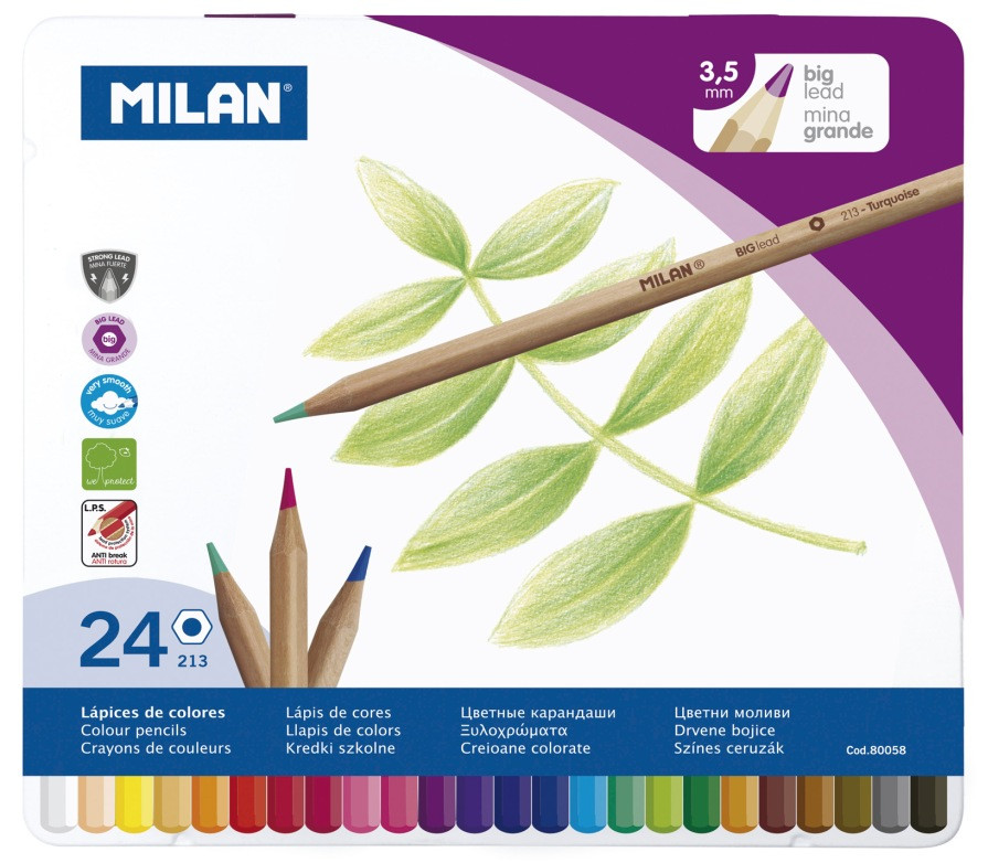 Kredki ołówkowe sześciokątne Milan 24kol