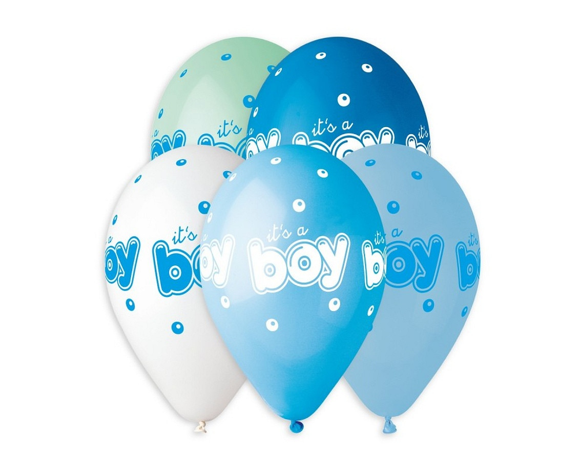 Balony Premium Hel It"s a Boy, baby shower 13 cali /5 szt