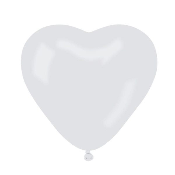 Balon "serce bez nadruku"- biały 50szt  pastel CR/01/50 GODAN