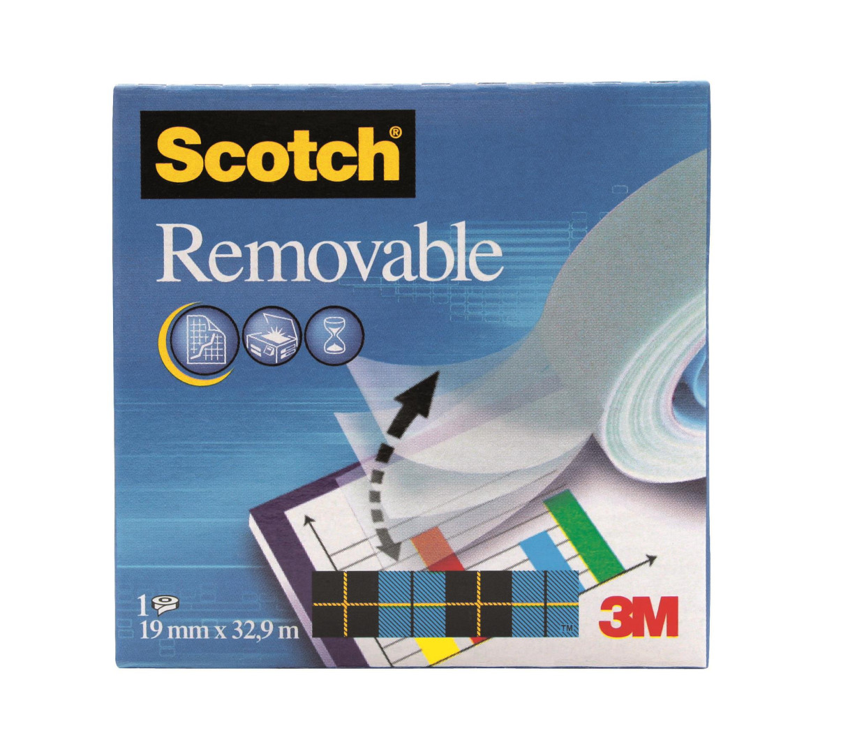 Taśma klejąca Scotch Removable 19mmx33m odklejana