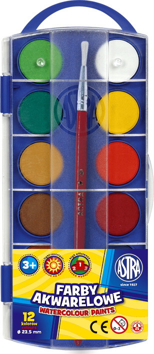 Farby akwarelowe 12kol. Fi 23,5 Astra