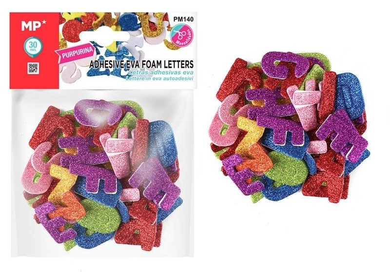 Naklejki z pianki EVA Literki brokatowe 30mm PM140 MP