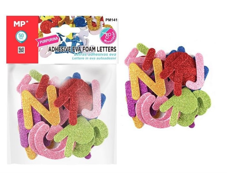 Naklejki z pianki EVA Literki brokatowe 50mm MP