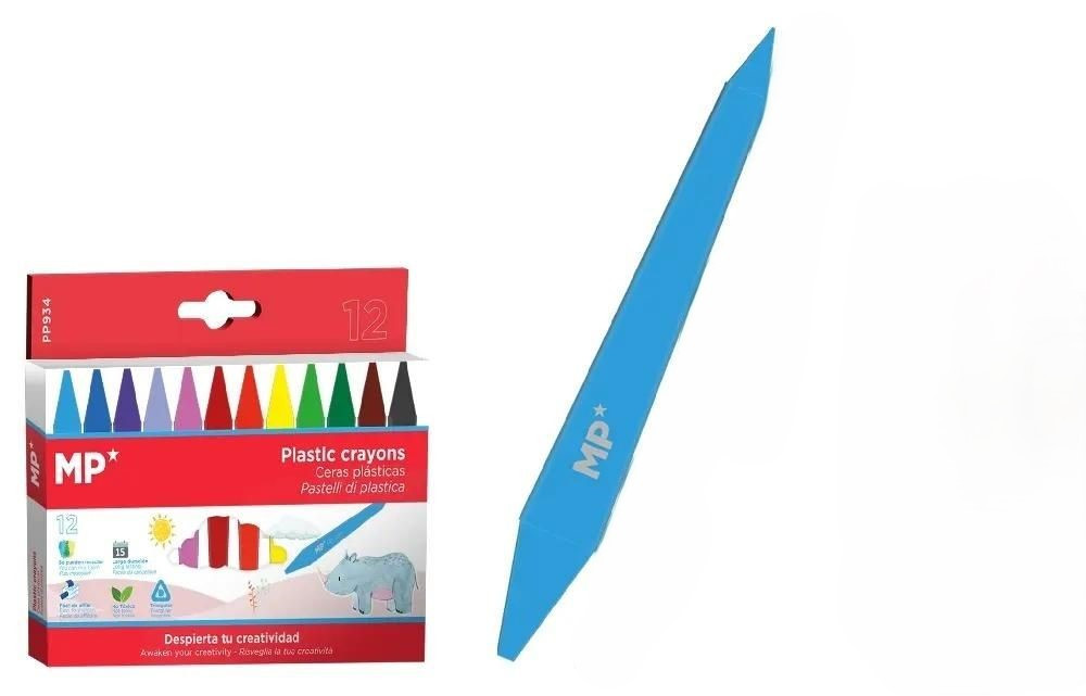 Kredki woskowe dwustronne 9cm 12 kolorów MP