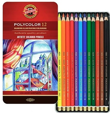Kredki Polycolor Koh-I-Noor w metalowym pudełku 12 kolorów