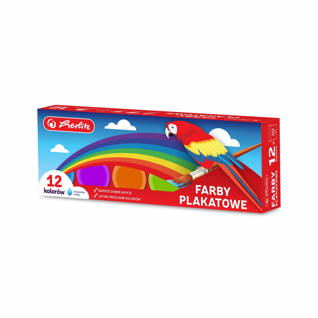 Farby plakatowe 12 kolorów 20ml Herlitz