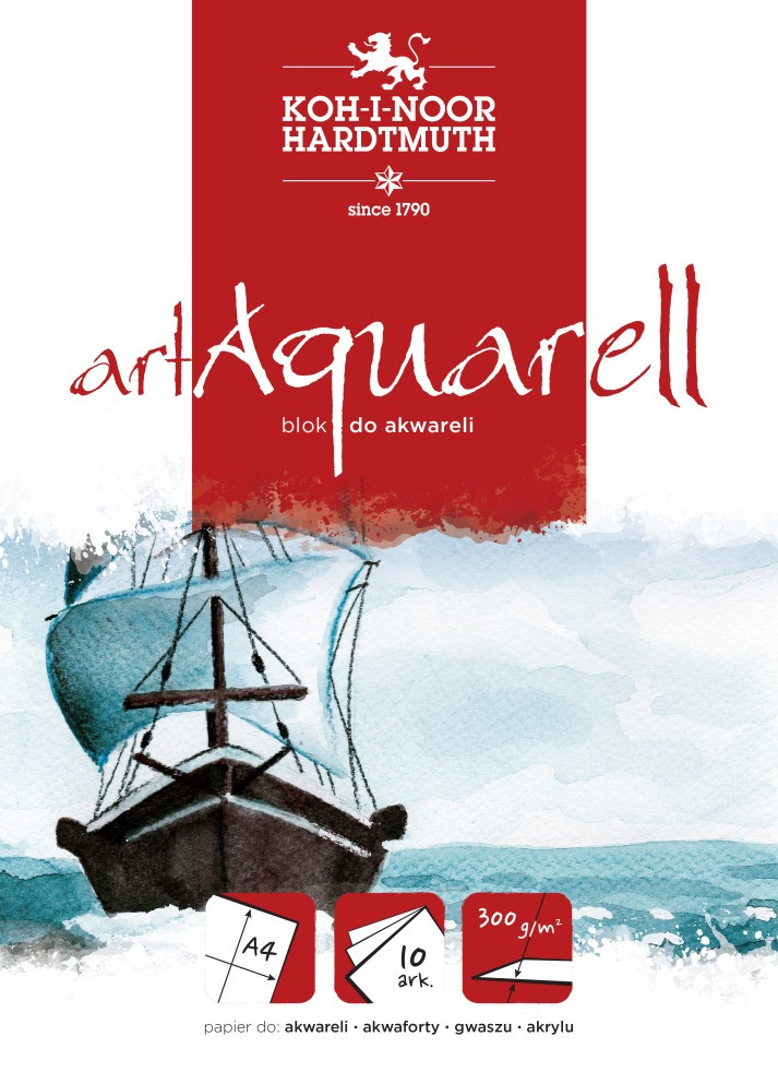 Blok do akwareli Koh-I-Noor ART A4/10k 300g biały