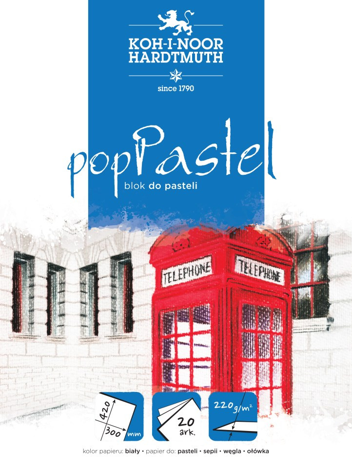 Blok do pasteli Koh-I-Noor 300x420mm 20kartek 220g biały