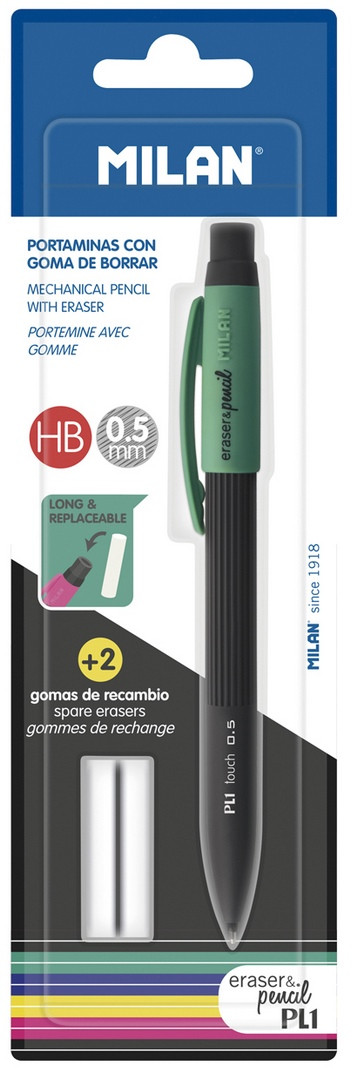 Ołówek automatyczny 0,5mm HB + 2 gumki Milan