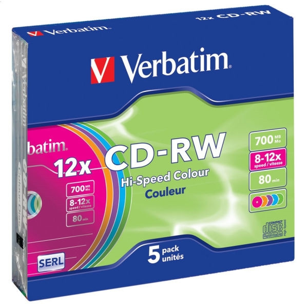 Płyta CD-RW Verbatim 700MB x12 Slim Color 1szt.