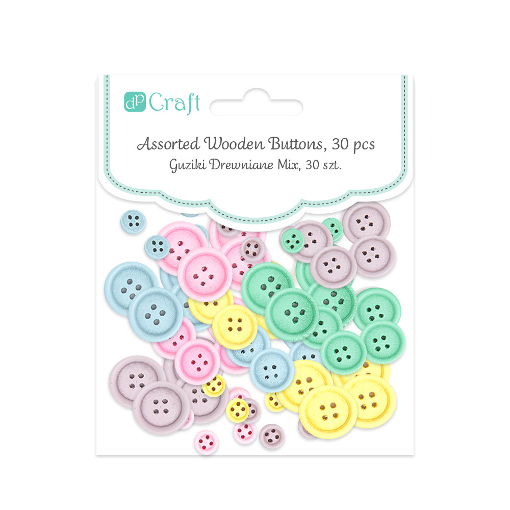 Guziki drewniane mix pastel (30 szt.) CEGU-015 Dalprint