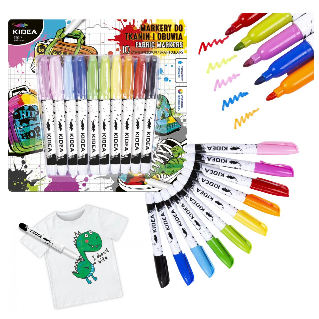 Markery do obuwia i tkanin 10 kolorów Kidea MOT10KA