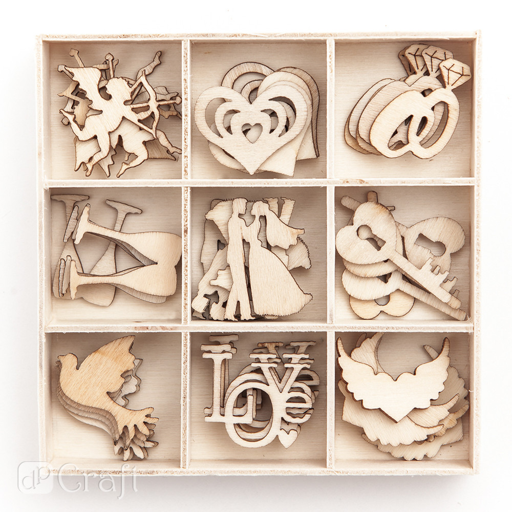 Kształty z drewna ślub (45szt.) DPDN-025 Dalprint