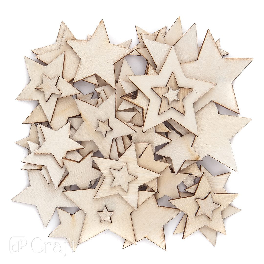 Kształty drewniane gwiazdki mix (120szt) DPDN-091 Dalprint