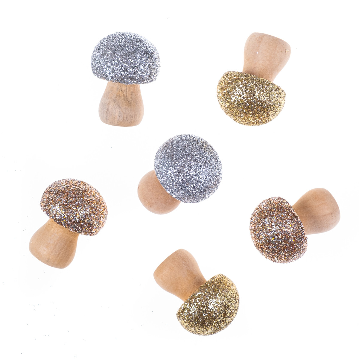 Drewniane grzybki z brokatem 6szt. DPDN-158 Dalprint