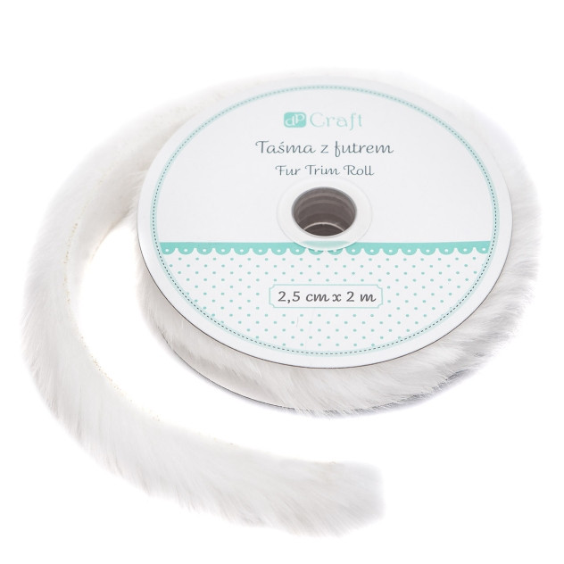 Taśma z futrem 2,5cmx2m biała DPFU-004 Dalprint