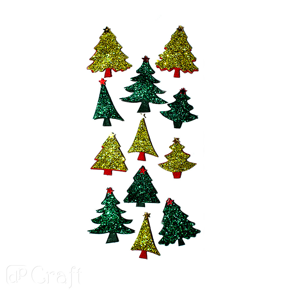 Naklejki brokatowe 3D Choinka (12 szt.) DPNB-001 Dalprint
