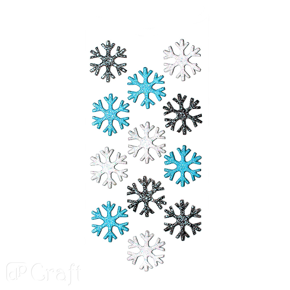 Naklejki brokatowe 3D Śnieżynki (12 szt.) DPNB-010 Dalprint