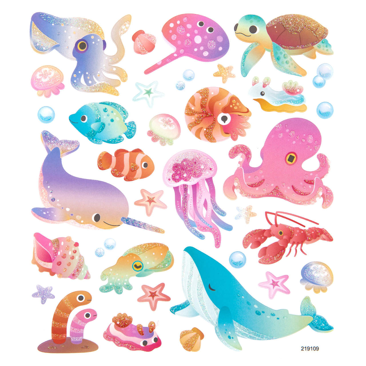Naklejki z brokatem zwierzęta morskie DPNK-141 Dalprint