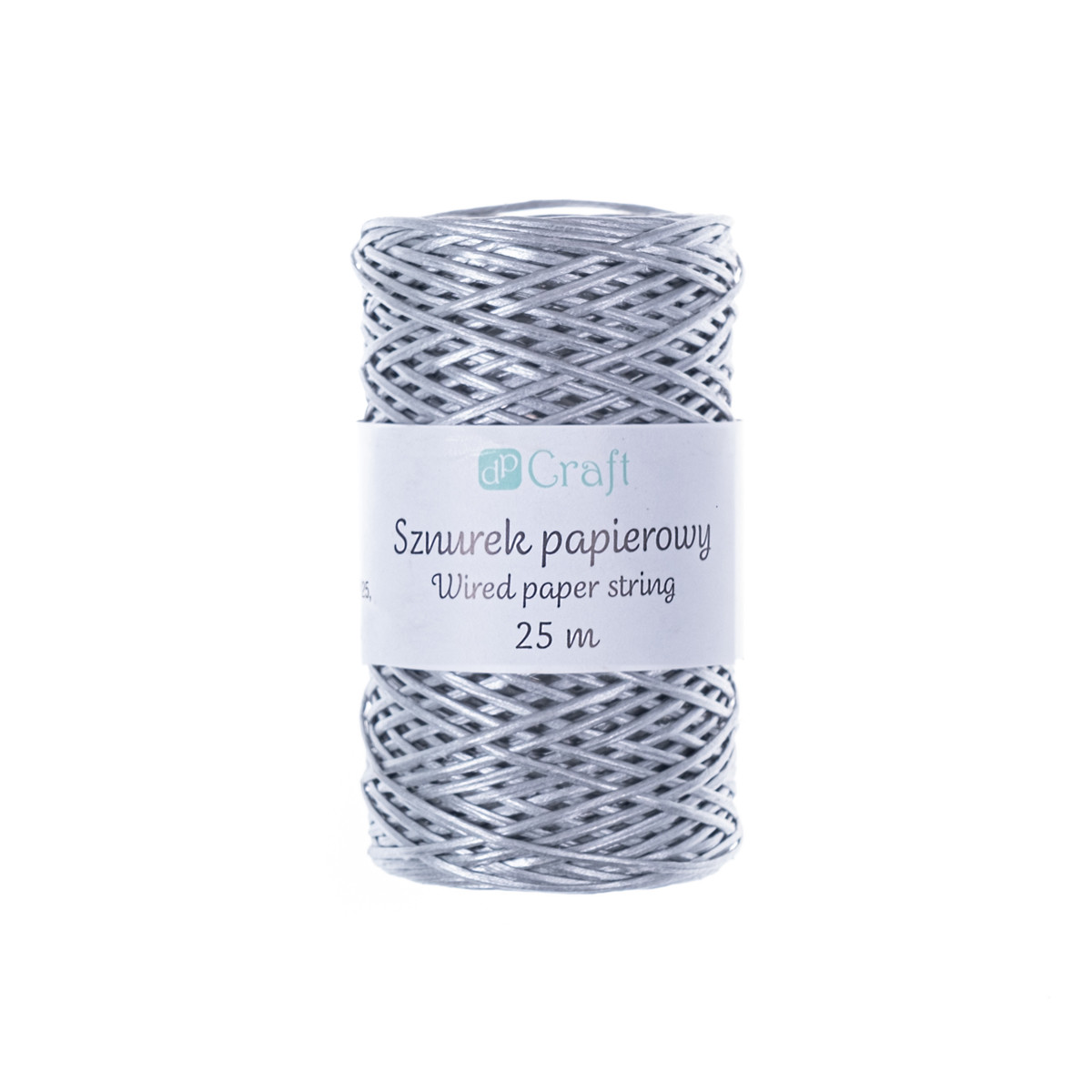 Sznurek papierowy z drucikiem 25m DPSZ-014 Dalprint srebrny