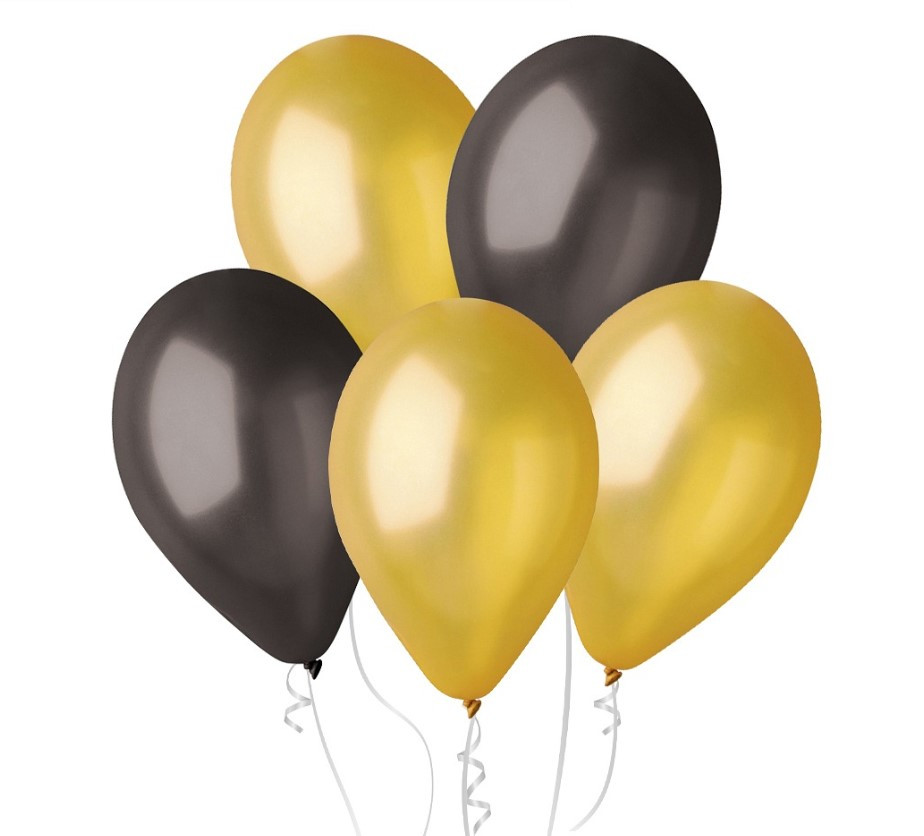Balony GM90 metal 10"złote i czarne 50szt.  Godan