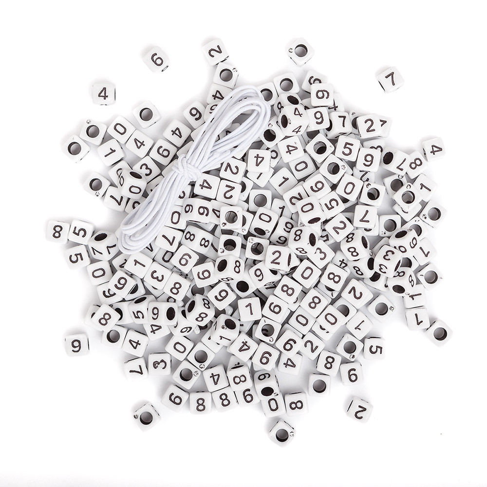 Koraliki cyferki czarne na białej bazie 40g GRKO-023 Dalprint