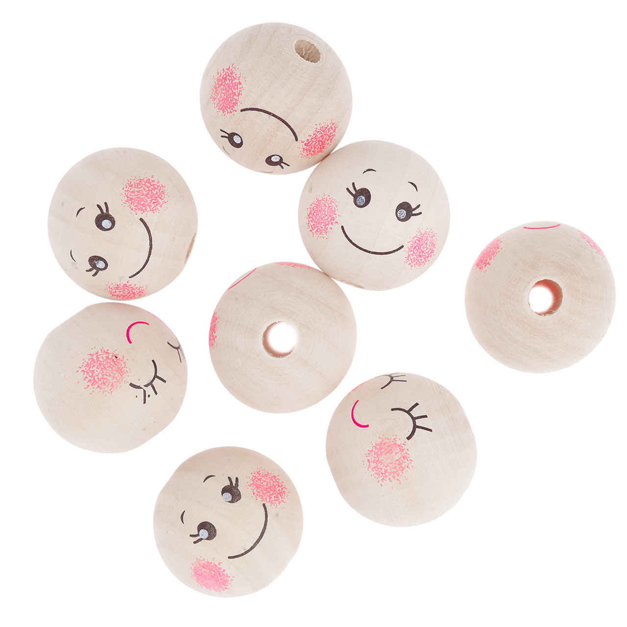 Koraliki drewniane kulki 3 cm buźki 8szt GRKO-132 Dalprint