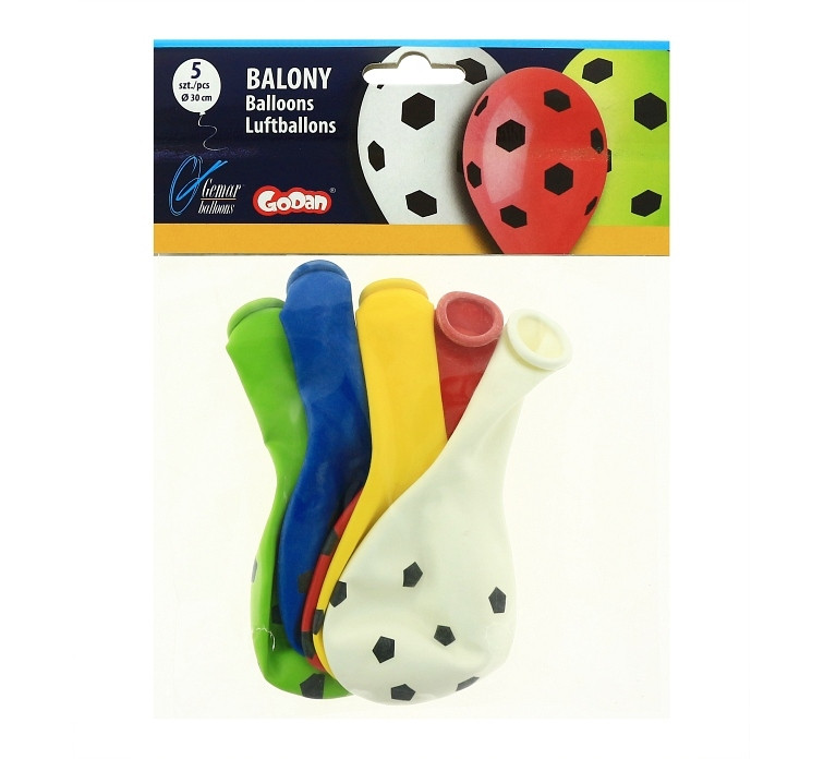 Balony Premium ,,Piłka nożna" śr. 30 (5szt) GS110/P170 GoDan