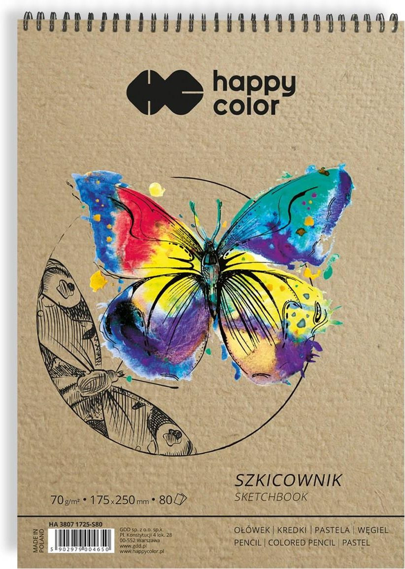 Szkicownik na spirali 17x25cm 80ark. 70g Happy Color