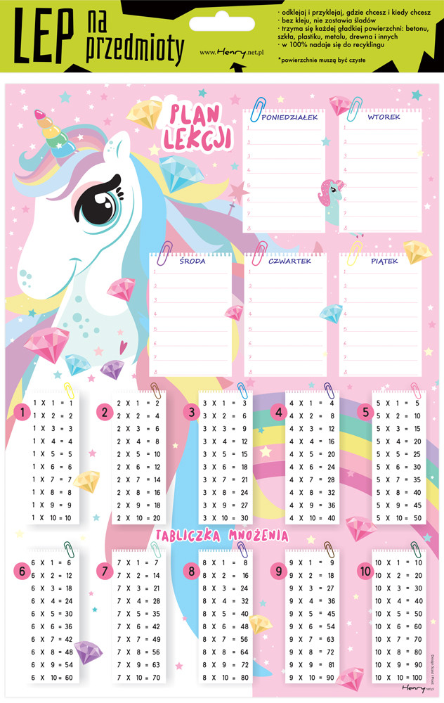 Lep na przedmioty A4 Jednorożec - elektrostatyczny plan lekcji Henry