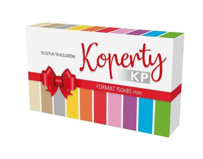 Koperty kolorowe na pieniądze 150x85 mm (50) mix Pol-Mak