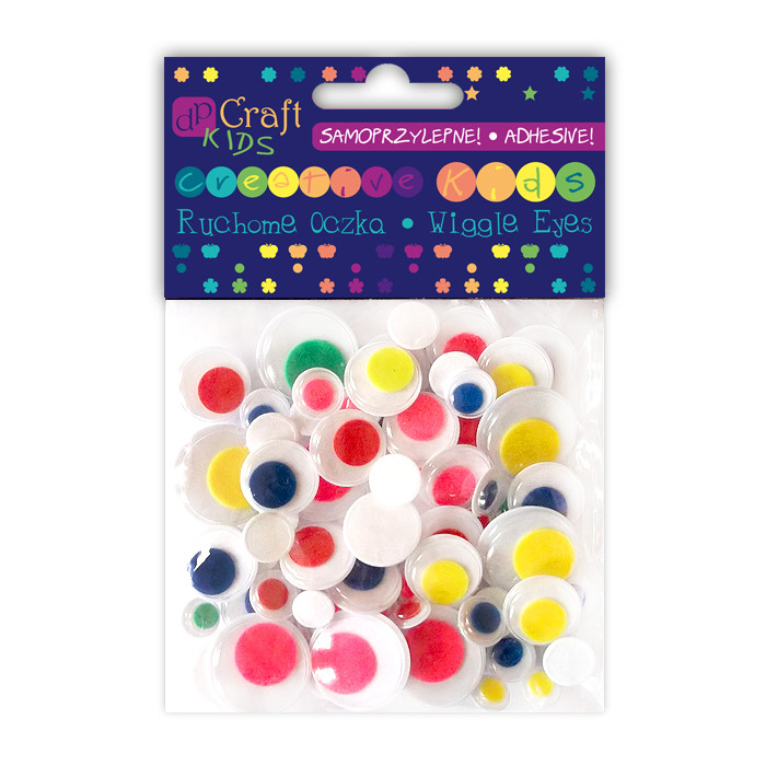 Ruchome oczka samoprzylepne kolorowe mix (75 szt.) KSOC-012 Dalprint
