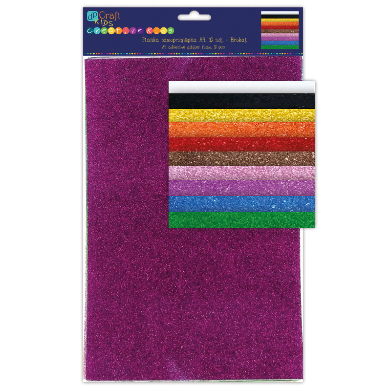 Pianka samoprzylepna A4 (10 szt.) brokat kolor mix KSPI-004 Dalprint