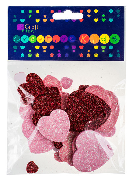 Naklejki z pianki serca brokat (30 szt.) KSPI-062 Dalprint