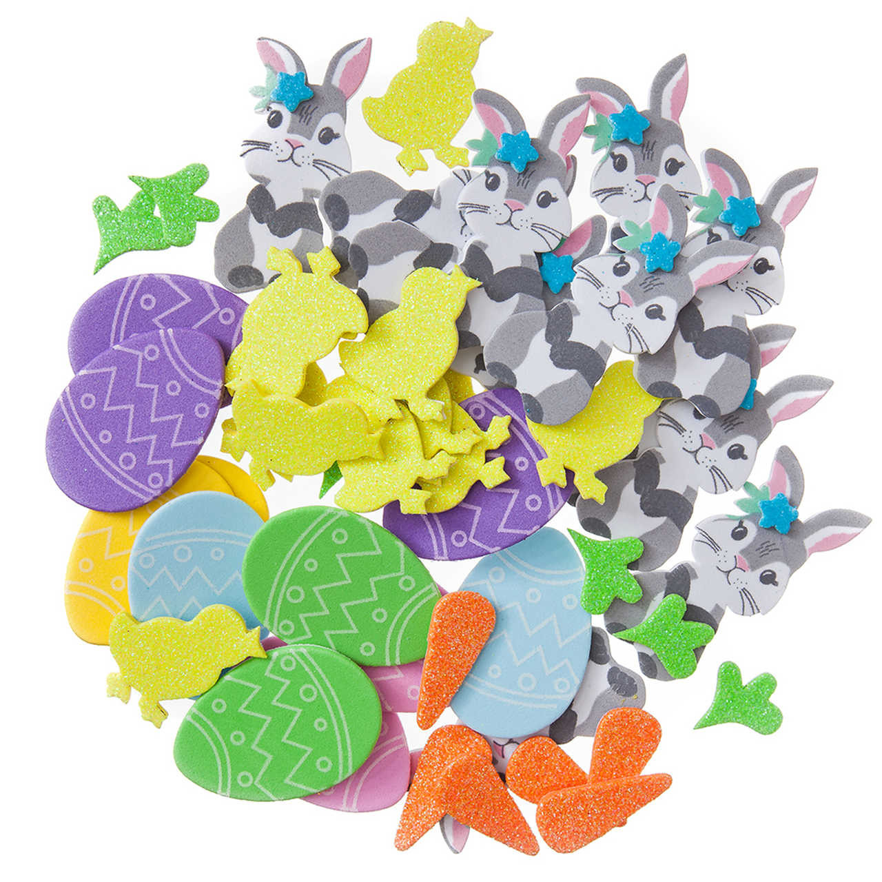 Naklejki z pianki Króliczki, kurczaczki, pisanki i marchewki (48szt) KSPI-421 Dalprint