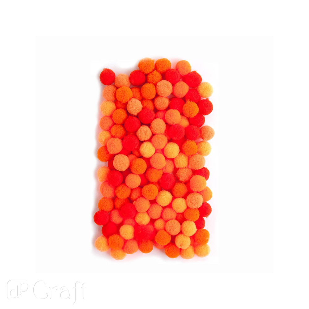 Pompony poliestrowe 1cm Pomarańczowe MIX (120 szt.) KSPO-025 Dalprint