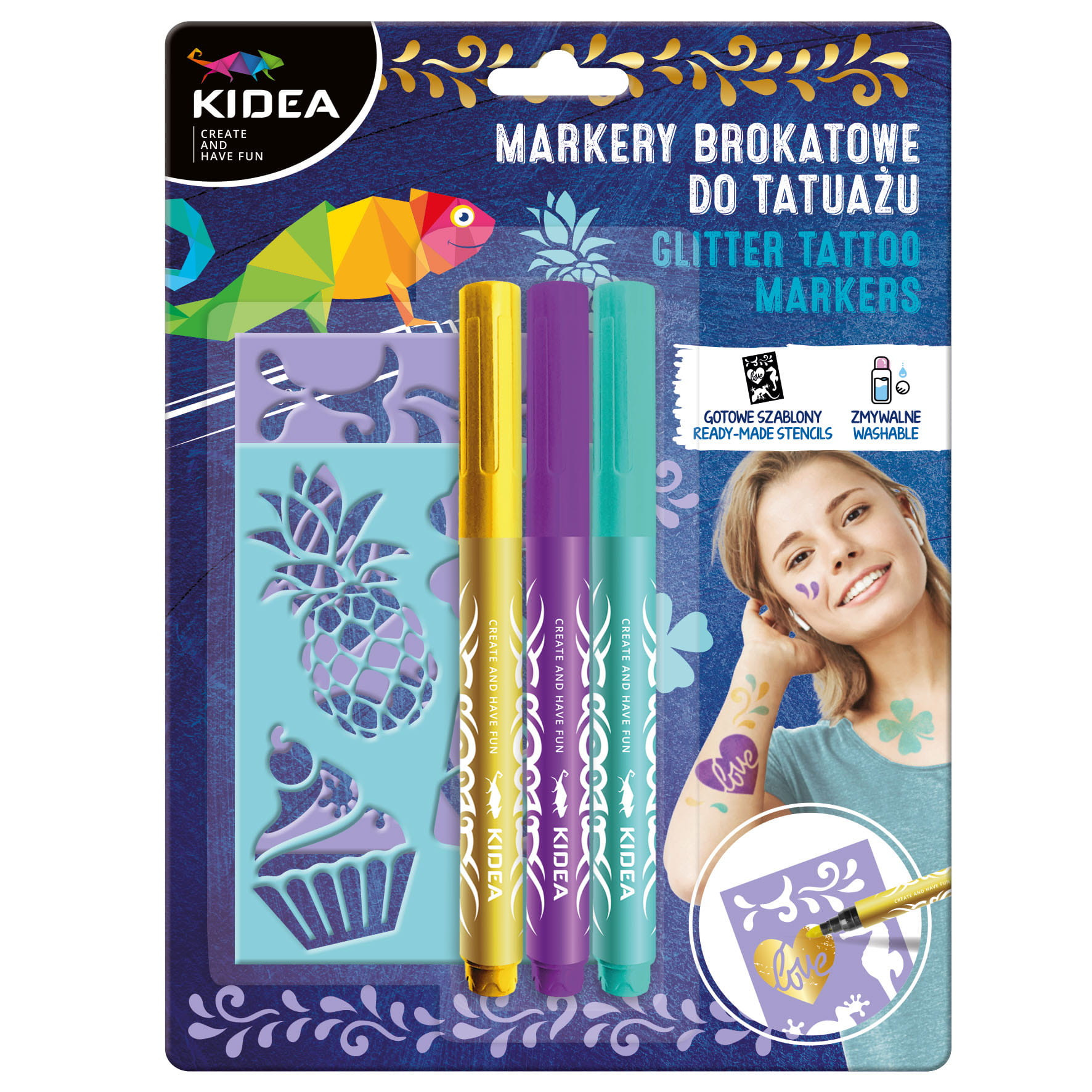 Markery do tatuażu A z szablonami MTASKA Kidea