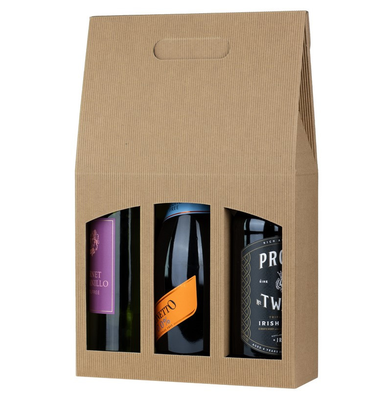 Pudełko na trzy butelki naturalne OP-PN-3 (1szt) Paw