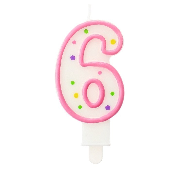Świeczka cyferka z kropeczkami 6 GoDan