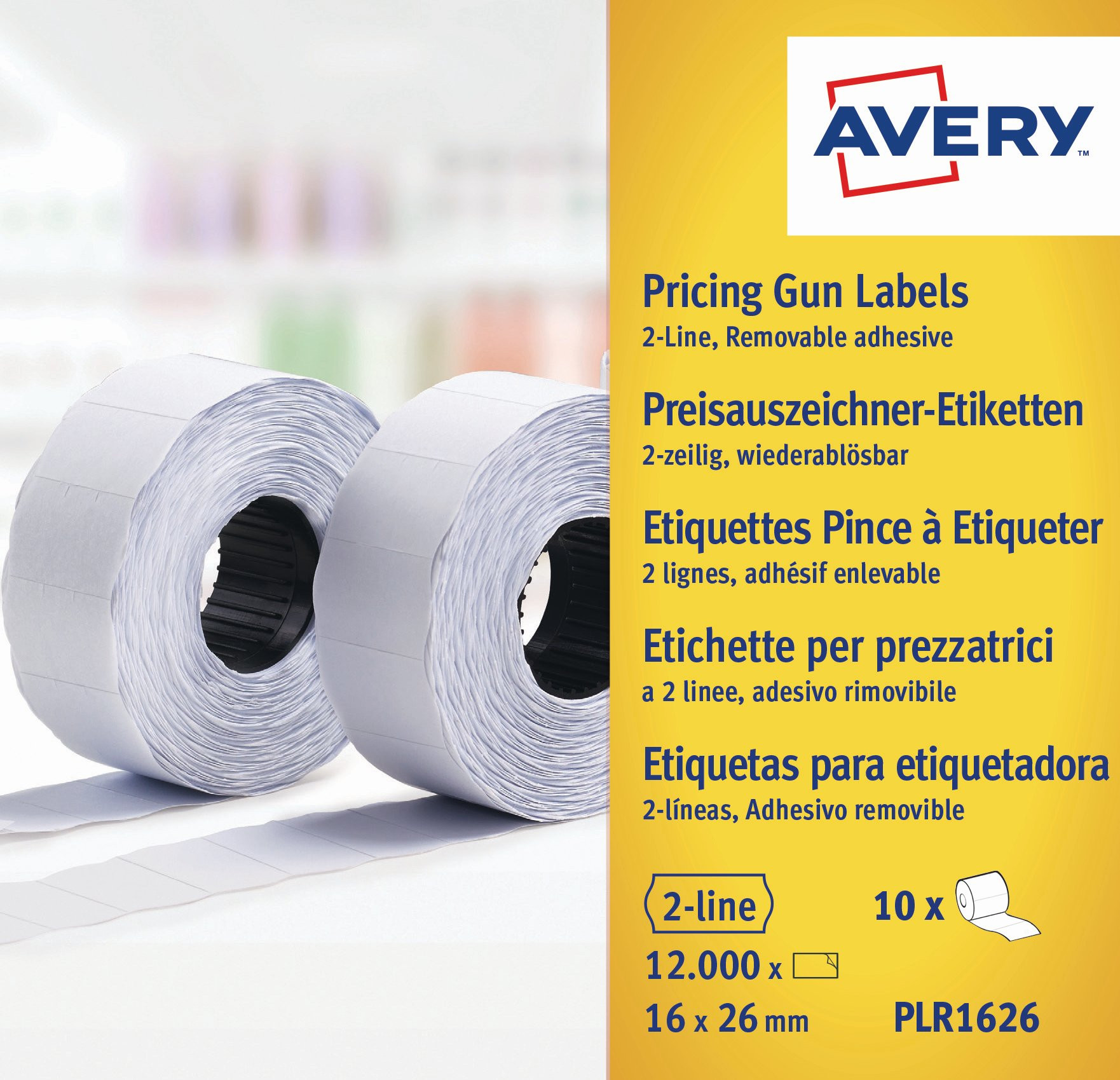 Etykiety cenowe w rolce do metkownicy dwurzędowej Avery Zweckform 16x26mm usuwalne, białe