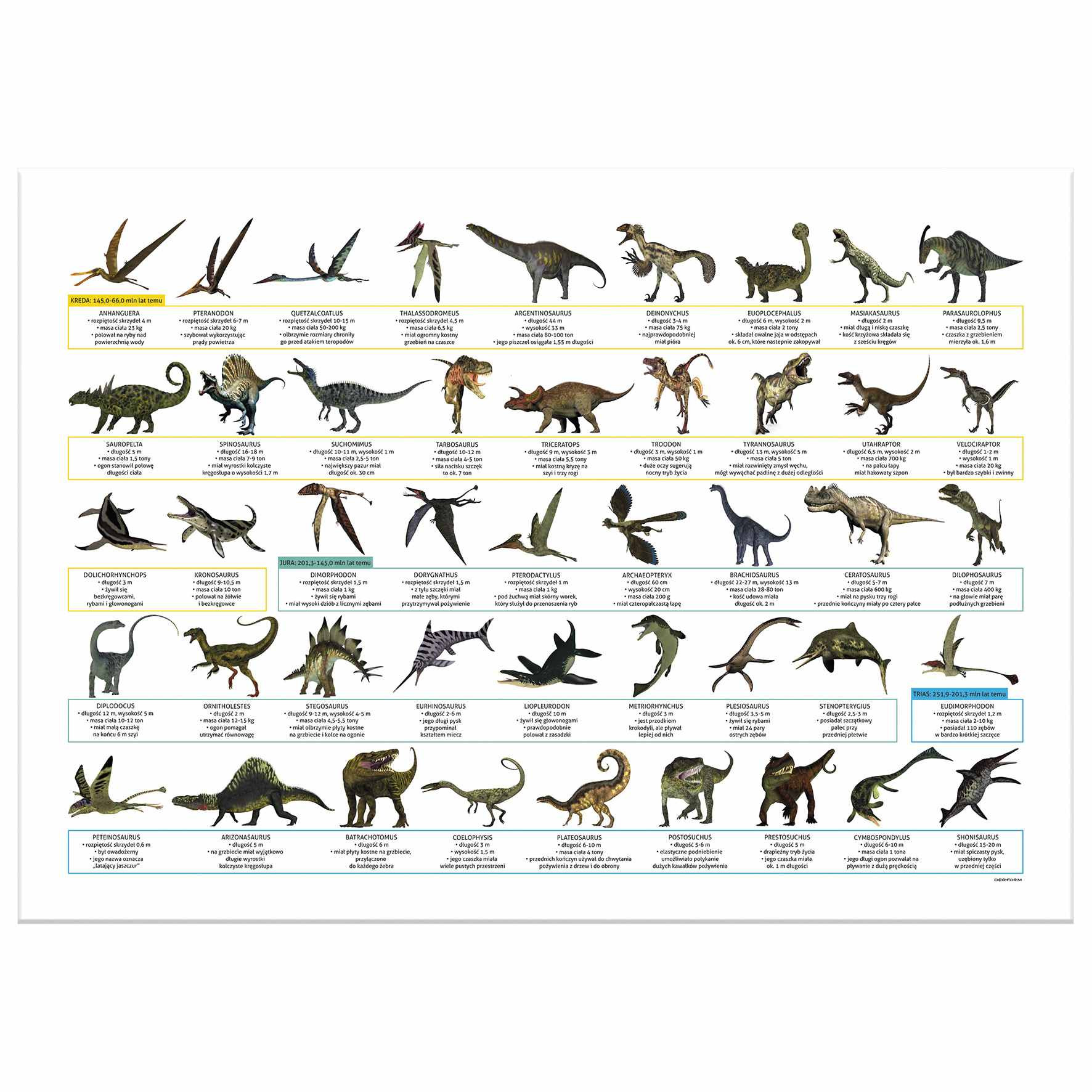 Podkład oklejany edukacyjny Dinozaury POEDN Derform