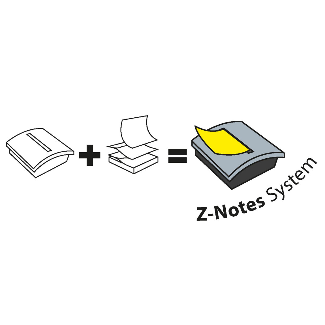 Podajnik do karteczek samoprzylepnych PRO czarny Post-it® Z-Notes + 90 żółtych karteczek 76x76mm