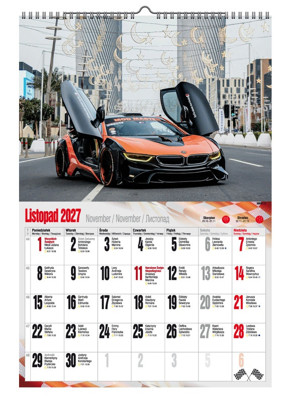 Kalendarz A3 VD.17 Super Cars Pan Kalendarzyk