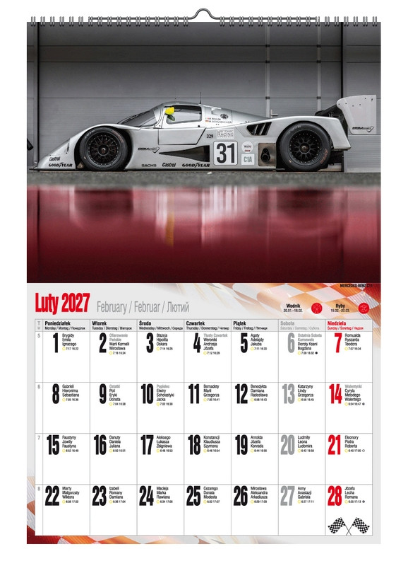 Kalendarz A3 VD.17 Super Cars Pan Kalendarzyk